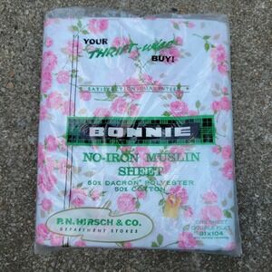 NEW Vintage Bonnie No Iron Muslim One Sheet Double Flat 81x104 P.N. Hirsch & Co